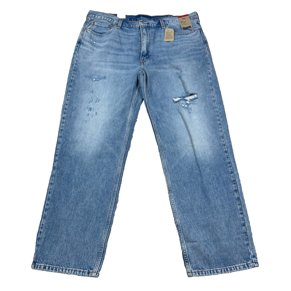 Levis 550 Jeans Men 42x34 Relaxed Fit Baggy Distressed Faded Med Wash 100% Cotto